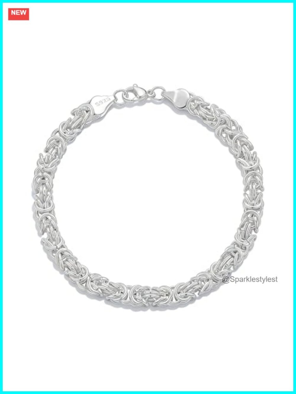 925 Sterling Silver Byzantine Link Bracelet for Women, Chunky Gift